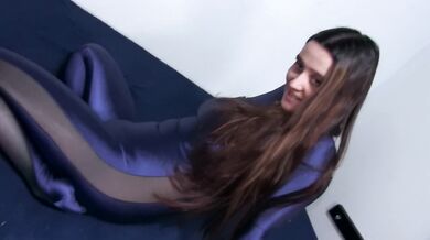 Blue Catsuit Buffi Posing