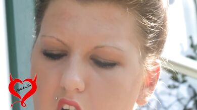 Teeny Masturbation on the garden bench