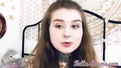 TATTOO GIRL FUCKS herself to smiling Orgasm