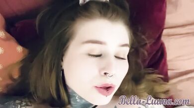 TATTOO GIRL FUCKS herself to smiling Orgasm