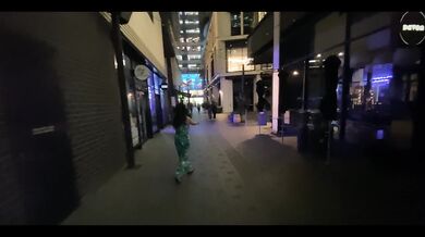 A slut with a big ass in a bustling city