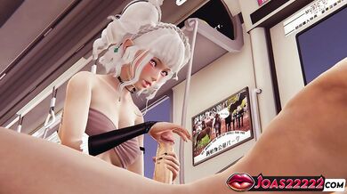 Diana, the Sexy Girl in Subway 3D Hentai - POV Teasing of Dick Glans, Big Dick Stimulation On Top Titfuck, Ending with Sloppy Blowjob and Cumshot