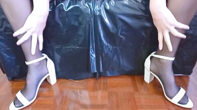 EXTREME CREAMY DILDO PUSSY FUCK, secretary mini dress, nylon stockings, high heels - Ela Stance