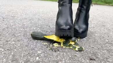 Crushed a zucchini with my sexy ankle boots
