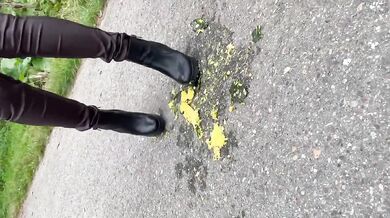 Crushed a zucchini with my sexy ankle boots