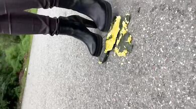 Crushed a zucchini with my sexy ankle boots