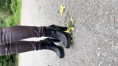 Crushed a zucchini with my sexy ankle boots