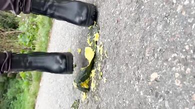Crushed a zucchini with my sexy ankle boots