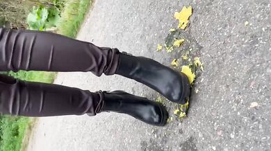 Crushed a zucchini with my sexy ankle boots