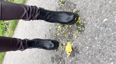 Crushed a zucchini with my sexy ankle boots