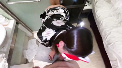 Yukata slave girl anal toy training and reward her a blow job