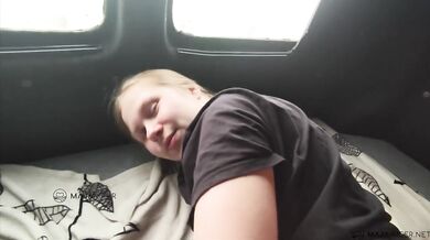 Hard fuck with creampie for chubby Maja in the camper van