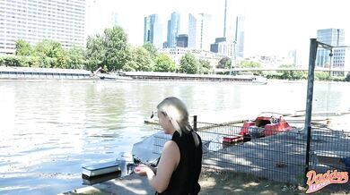 Secret hand job in the middle of Frankfurt! Mega Public with a lot of cum!!!