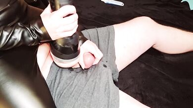 Handjob and Post Orgasm Torture with Fleshlight