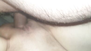 Big dick cums deep inside my girlfriend. All of my cum gets in her pussy without condom.