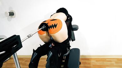 Halloween video - fucked anal by my sex machine until I piss with pleasure + throat pie blowjob