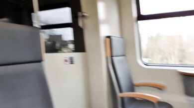Mega sick! Cute girl sucks cock in the middle of the train