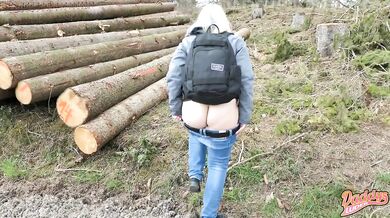 Hairy bush pees in the forest