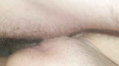 Daddy's girl sucks his dick after fucking her girl. She sucks all his cum from his cock and swallows