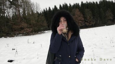 blowjob by snow outdoor