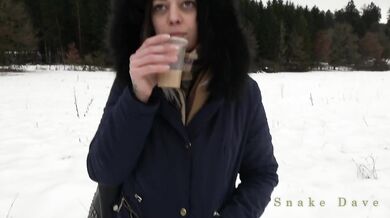 blowjob by snow outdoor