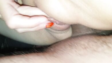 Reality couple's cock goes deep and hard in my pussy. He shoots his cum all over me. Nymph milf