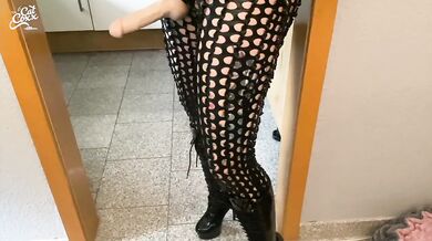 Your dominatrix FUCKS you with a STRAP-ON !!