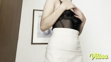 My girlfriend models her new skirt for you - she moans at the end