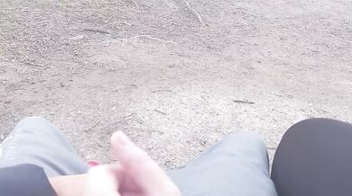 Risky Public Handjob with Cumshot at Lake