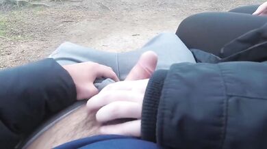 Risky Public Handjob with Cumshot at Lake
