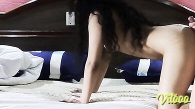 My girlfriend is embarrassed to show her big ass. She moans deliciously