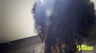 My girlfriend is embarrassed to show her big ass. She moans deliciously