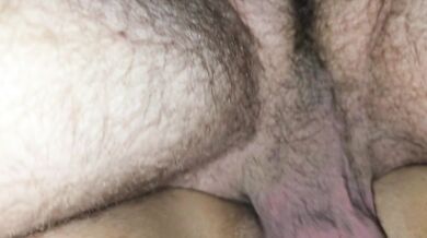 Dutch couple does a fast morning fuck with his balls swinging around and cums inside her