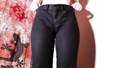 Desperate & topless in my black jeans. Oh no I pissed myself!