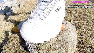 Part2 Fila Destrudor Shoeplay Nylon feet and Crush Trample Trailer Sneaker girl Feet