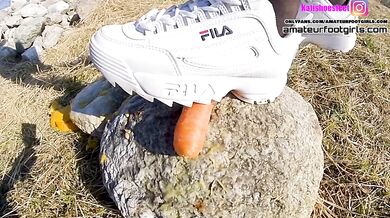 Part2 Fila Destrudor Shoeplay Nylon feet and Crush Trample Trailer Sneaker girl Feet