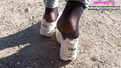 Part2 Fila Destrudor Shoeplay Nylon feet and Crush Trample Trailer Sneaker girl Feet