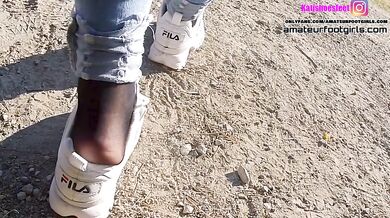 Part2 Fila Destrudor Shoeplay Nylon feet and Crush Trample Trailer Sneaker girl Feet