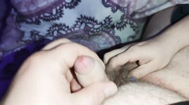 I give him a naughty handjob with my long blue nails *ridiculous cum load*
