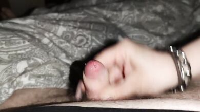 I gave His small cock a helping hand Handjob with my Long nails *huge cumshot*