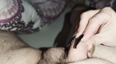 hungover the precum runs out of him I massage his glans with precum *Huge Cumshot*