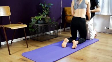 Fucking is the best exercise! Yoga session interrupted by his big hard cock