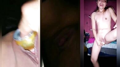 Tremenda puta se rompe el culo metiéndose un bote en la vagina