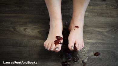 Crush fruit with feet.