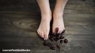 Crush fruit with feet.