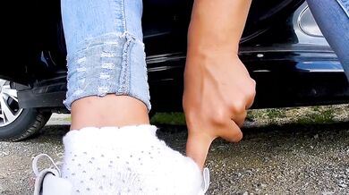 Katis 6 days dirty sweaty socks and Sweaty Shoes Fila sneakers shoeplay lick my dirty sneakers clean