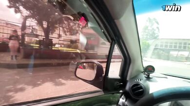 Beautiful blonde girl with a big ass has sex in a stranger's car.