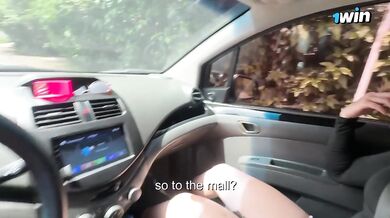 Beautiful blonde girl with a big ass has sex in a stranger's car.