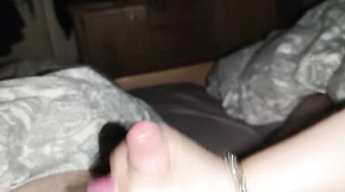 I jerk off his little dick with my long nails until he cums himself in the face