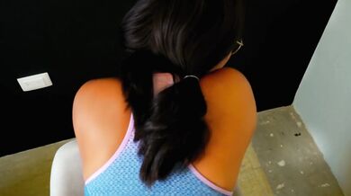 Whore stepsister catches me masturbating and I fuck her hard. POV